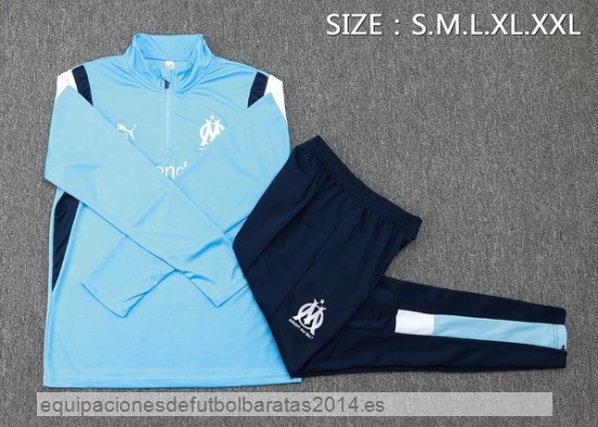 Nuevo Conjunto Completo Sudadera Entrenamiento Marsella 23/24 Azul Claro Blanco Baratas